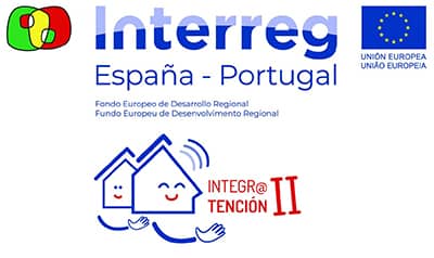 Logotipos Interreg España y Portugal. Fondo Europeo de Desarrollo Regional. Fundo Europeu de Desenvolvimento Regional. Unión Europea. Uniäo Europeia. Integr@tención II